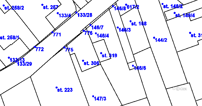 Parcela st. 319 v KÚ Cholina, Katastrální mapa