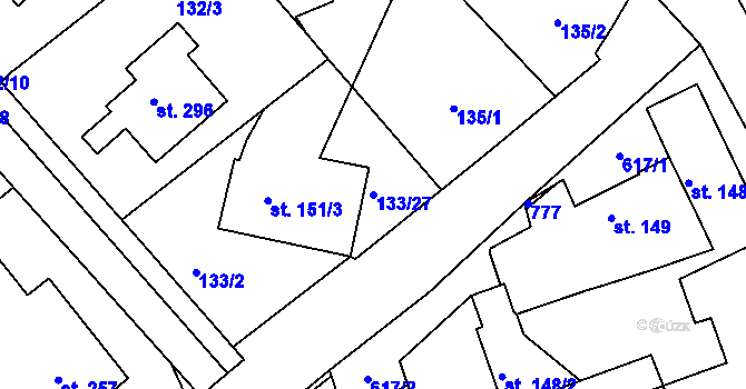 Parcela st. 133/27 v KÚ Cholina, Katastrální mapa