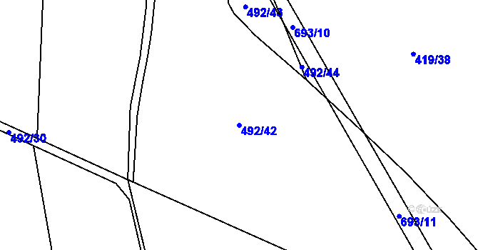 Parcela st. 492/42 v KÚ Cholina, Katastrální mapa