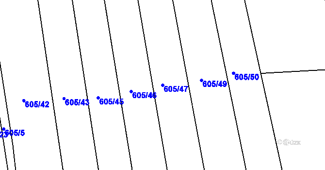 Parcela st. 605/47 v KÚ Cholina, Katastrální mapa