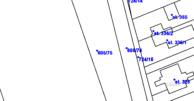 Parcela st. 605/75 v KÚ Cholina, Katastrální mapa