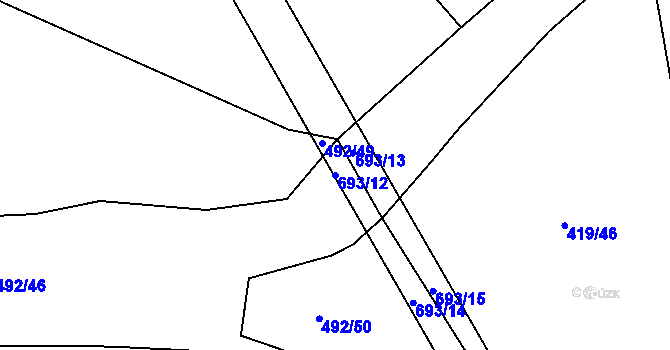Parcela st. 693/12 v KÚ Cholina, Katastrální mapa