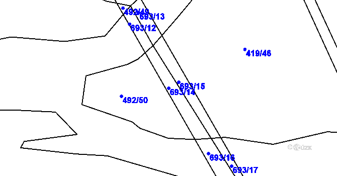Parcela st. 693/14 v KÚ Cholina, Katastrální mapa