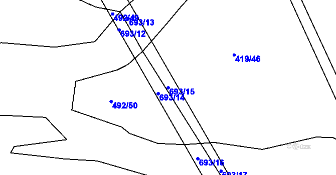 Parcela st. 693/15 v KÚ Cholina, Katastrální mapa