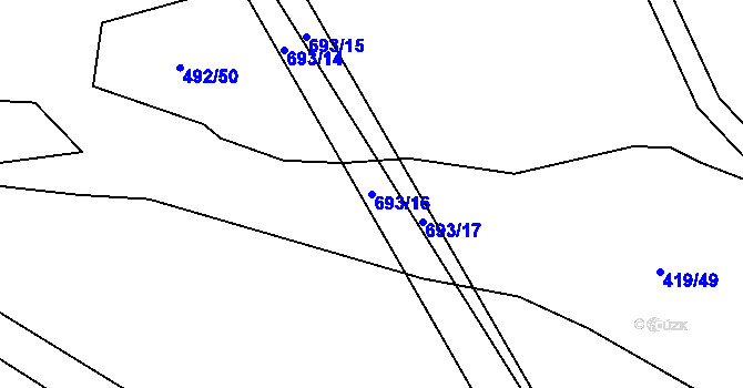 Parcela st. 693/16 v KÚ Cholina, Katastrální mapa