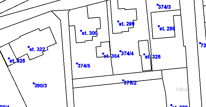 Parcela st. 354 v KÚ Cholina, Katastrální mapa