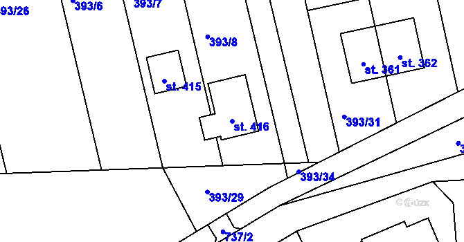 Parcela st. 416 v KÚ Cholina, Katastrální mapa
