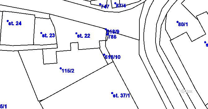 Parcela st. 618/10 v KÚ Cholina, Katastrální mapa