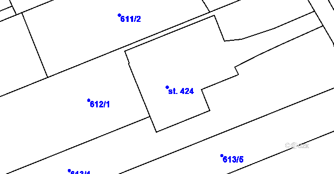 Parcela st. 424 v KÚ Cholina, Katastrální mapa