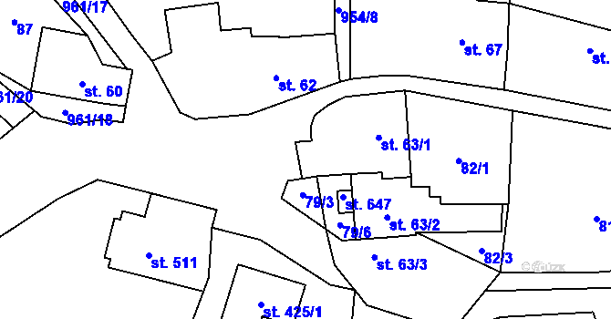 Parcela st. 954/23 v KÚ Choltice, Katastrální mapa