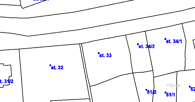 Parcela st. 33 v KÚ Choltice, Katastrální mapa