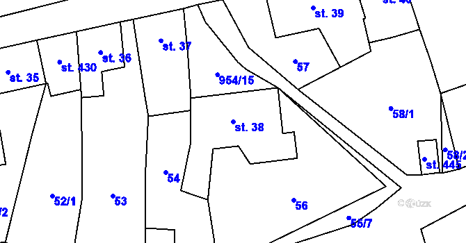 Parcela st. 38 v KÚ Choltice, Katastrální mapa
