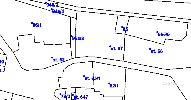 Parcela st. 67 v KÚ Choltice, Katastrální mapa