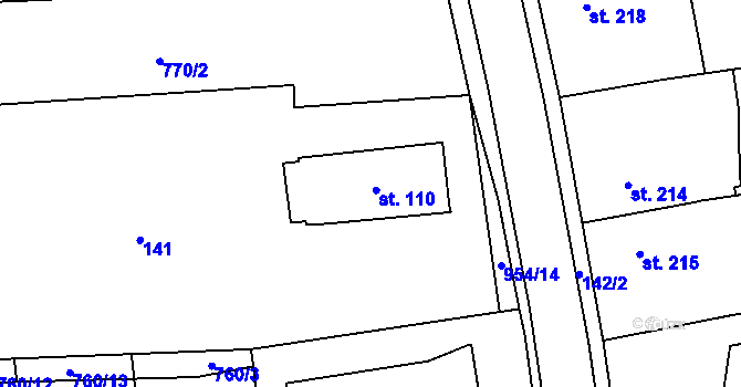 Parcela st. 110 v KÚ Choltice, Katastrální mapa