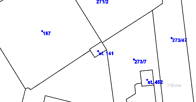 Parcela st. 141 v KÚ Choltice, Katastrální mapa