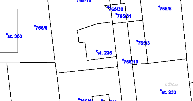 Parcela st. 236 v KÚ Choltice, Katastrální mapa