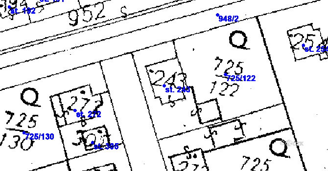 Parcela st. 243 v KÚ Choltice, Katastrální mapa