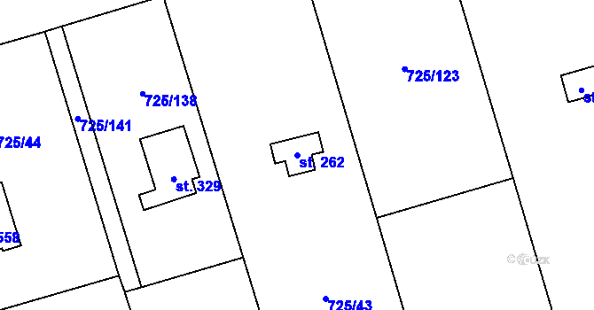 Parcela st. 262 v KÚ Choltice, Katastrální mapa