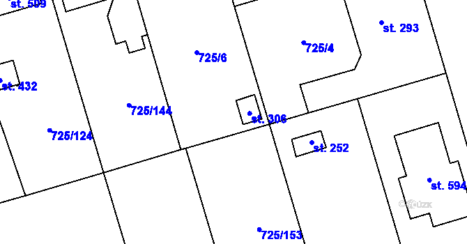 Parcela st. 306 v KÚ Choltice, Katastrální mapa