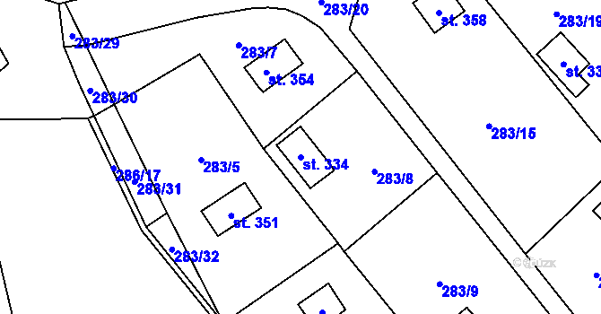 Parcela st. 334 v KÚ Choltice, Katastrální mapa