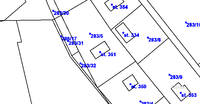 Parcela st. 351 v KÚ Choltice, Katastrální mapa