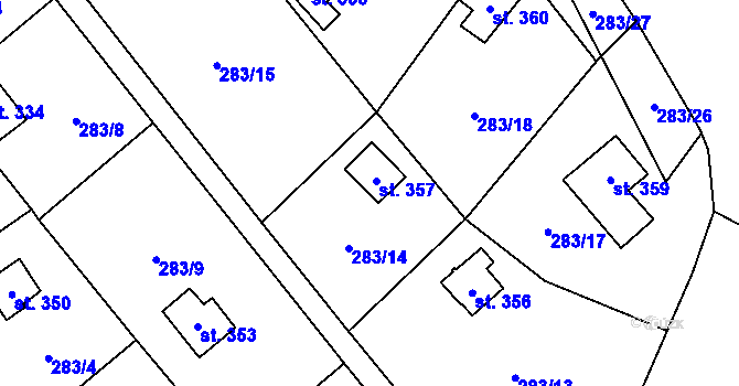 Parcela st. 357 v KÚ Choltice, Katastrální mapa