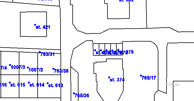 Parcela st. 375 v KÚ Choltice, Katastrální mapa