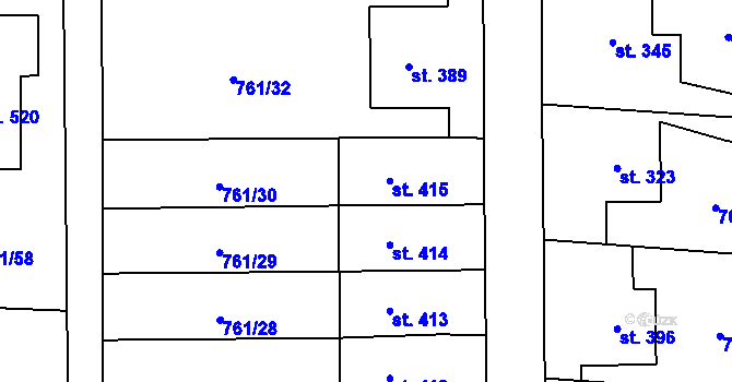 Parcela st. 415 v KÚ Choltice, Katastrální mapa