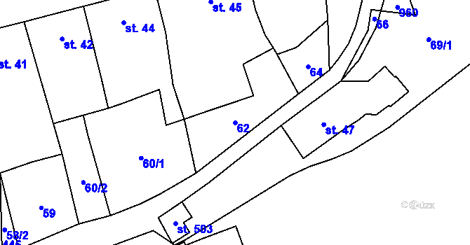 Parcela st. 62 v KÚ Choltice, Katastrální mapa