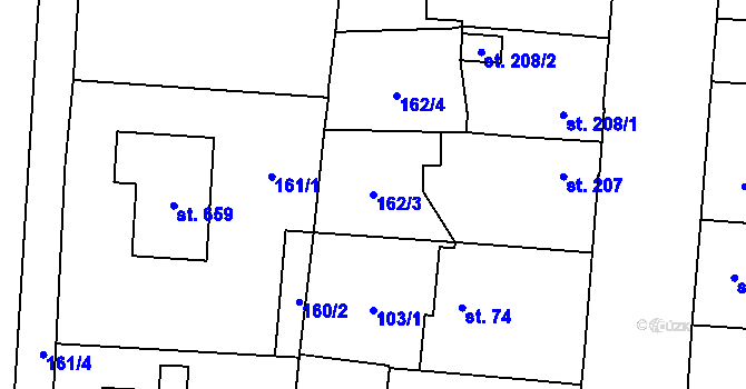 Parcela st. 162/3 v KÚ Choltice, Katastrální mapa