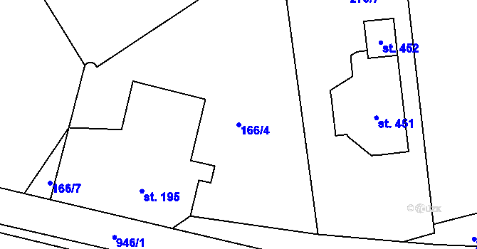 Parcela st. 166/4 v KÚ Choltice, Katastrální mapa