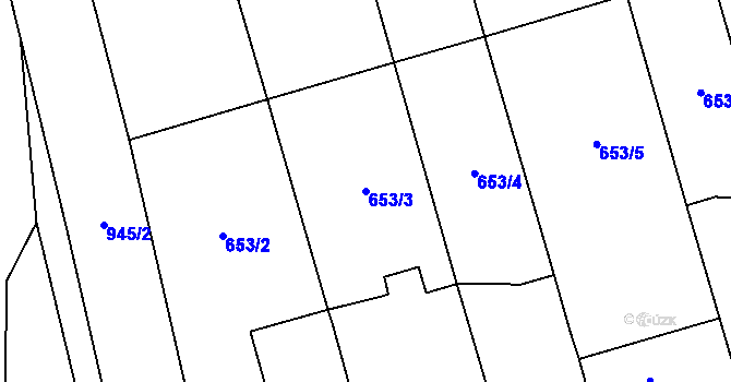 Parcela st. 653/3 v KÚ Choltice, Katastrální mapa