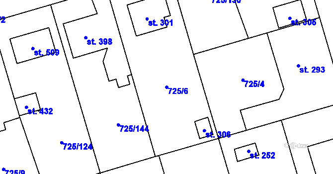 Parcela st. 725/6 v KÚ Choltice, Katastrální mapa