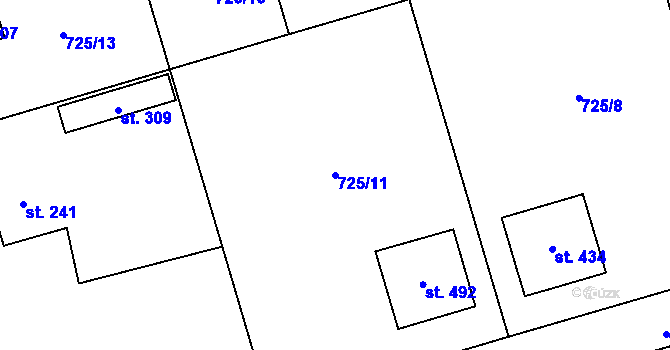 Parcela st. 725/11 v KÚ Choltice, Katastrální mapa