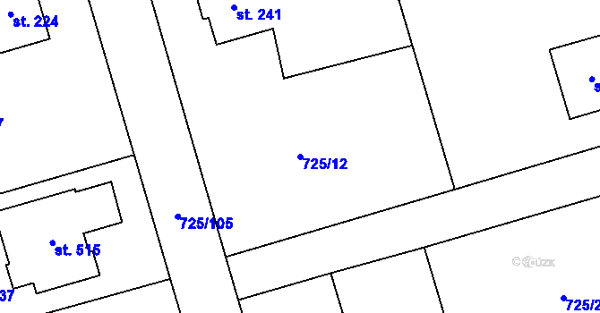 Parcela st. 725/12 v KÚ Choltice, Katastrální mapa