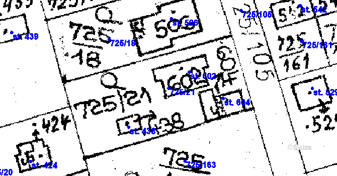 Parcela st. 725/21 v KÚ Choltice, Katastrální mapa