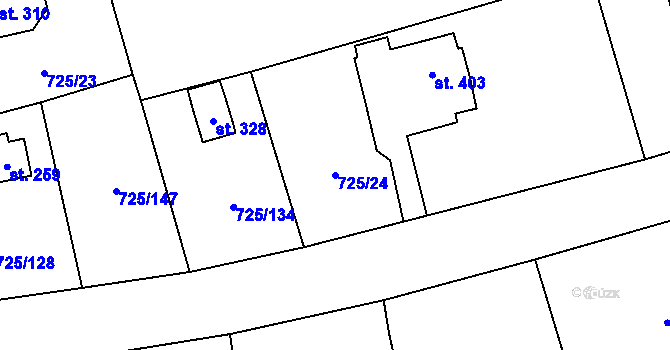 Parcela st. 725/24 v KÚ Choltice, Katastrální mapa