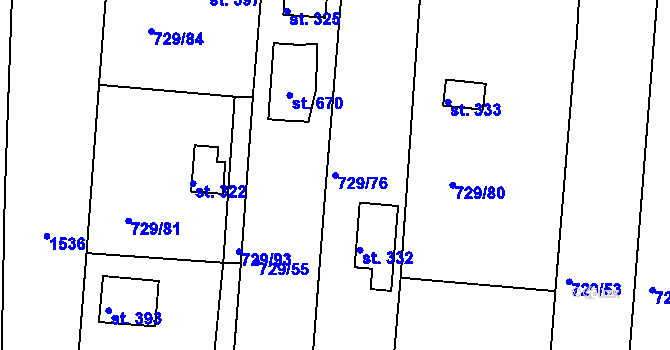 Parcela st. 729/76 v KÚ Choltice, Katastrální mapa