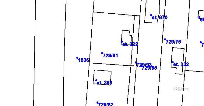 Parcela st. 729/81 v KÚ Choltice, Katastrální mapa
