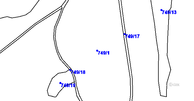Parcela st. 749/1 v KÚ Choltice, Katastrální mapa
