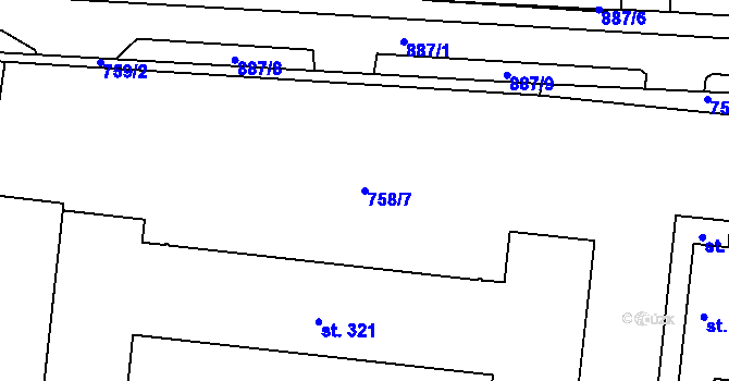Parcela st. 758/7 v KÚ Choltice, Katastrální mapa