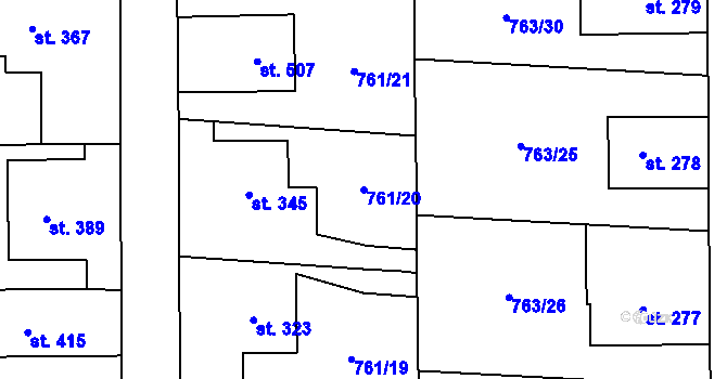 Parcela st. 761/20 v KÚ Choltice, Katastrální mapa