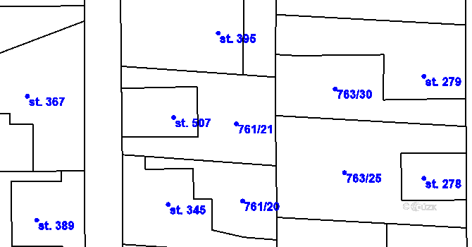 Parcela st. 761/21 v KÚ Choltice, Katastrální mapa