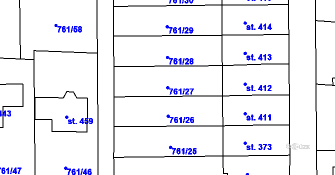 Parcela st. 761/27 v KÚ Choltice, Katastrální mapa