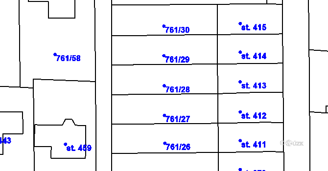 Parcela st. 761/28 v KÚ Choltice, Katastrální mapa