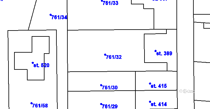 Parcela st. 761/32 v KÚ Choltice, Katastrální mapa