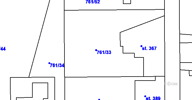 Parcela st. 761/33 v KÚ Choltice, Katastrální mapa