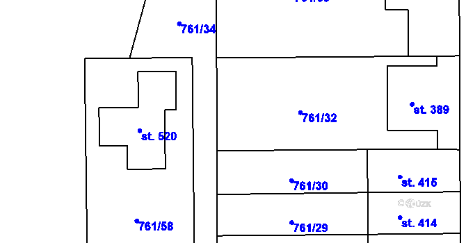 Parcela st. 761/42 v KÚ Choltice, Katastrální mapa