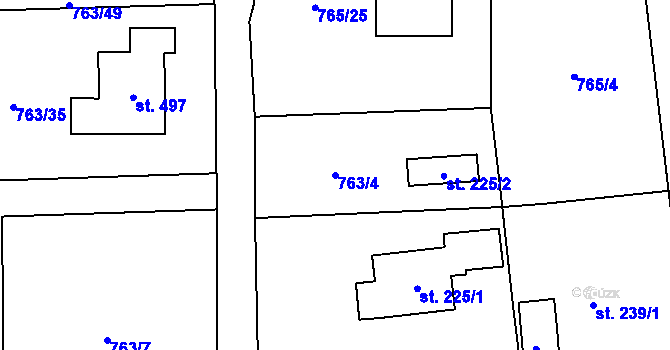 Parcela st. 763/4 v KÚ Choltice, Katastrální mapa