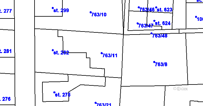 Parcela st. 763/11 v KÚ Choltice, Katastrální mapa
